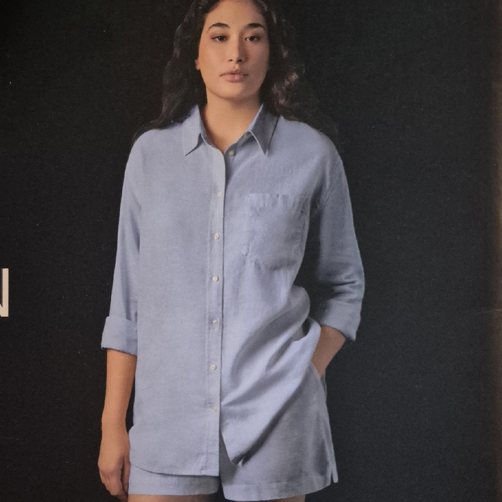 GAP Sky Blue Linen Button-Down Shirt